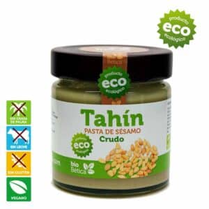 Comprar online tahini o pasta de sésamo ecológico, sin leche (Apto APLV), sin lactosa y VEGANA. Tahini de sésamo. Propiedades del tahini o sésamo.